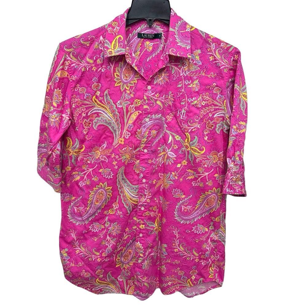 Ralph Lauren Women's Size‎ Medium Pink Paisley Classic Sleep Shirt